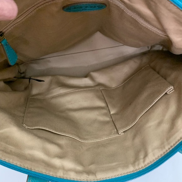 FOSSIL Turquoise Leather Tote - Picture 7 of 11